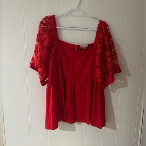 White Birch Vibrant Red Top XL great Valentine top